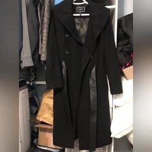 Women’s black long wool dress coat